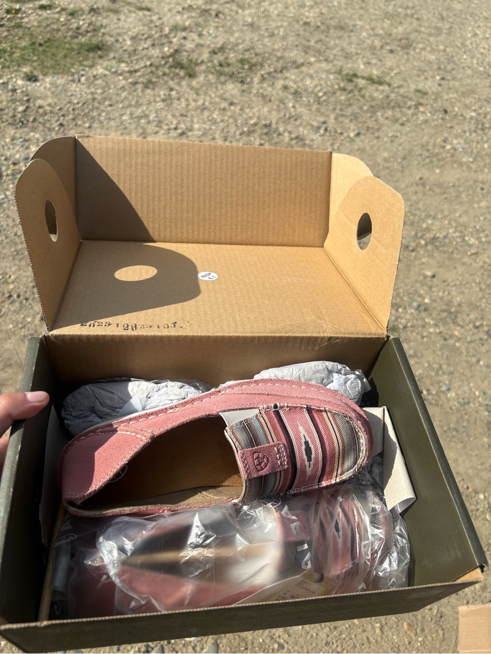 Womens Pink Slip-On Canvas Loafers with Striped Accent